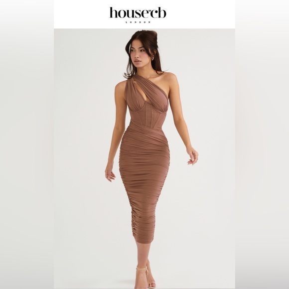 House of CB Dresses House Of Cb Valentina Mocha Asymmetrical Cutout